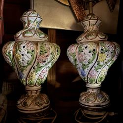 Vintage Pair Of Capodimonte Lamp