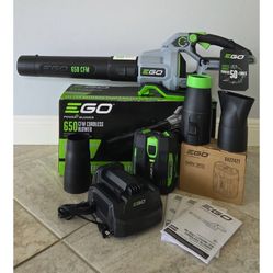 EGO Power+ 650 CFM Leaf Blower Kit 4.0 Battery & Extra Nozzles, Like New