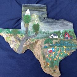 WOODEN HANDMADE TEXAS COUNTRY VIEW WALL DECORATION 