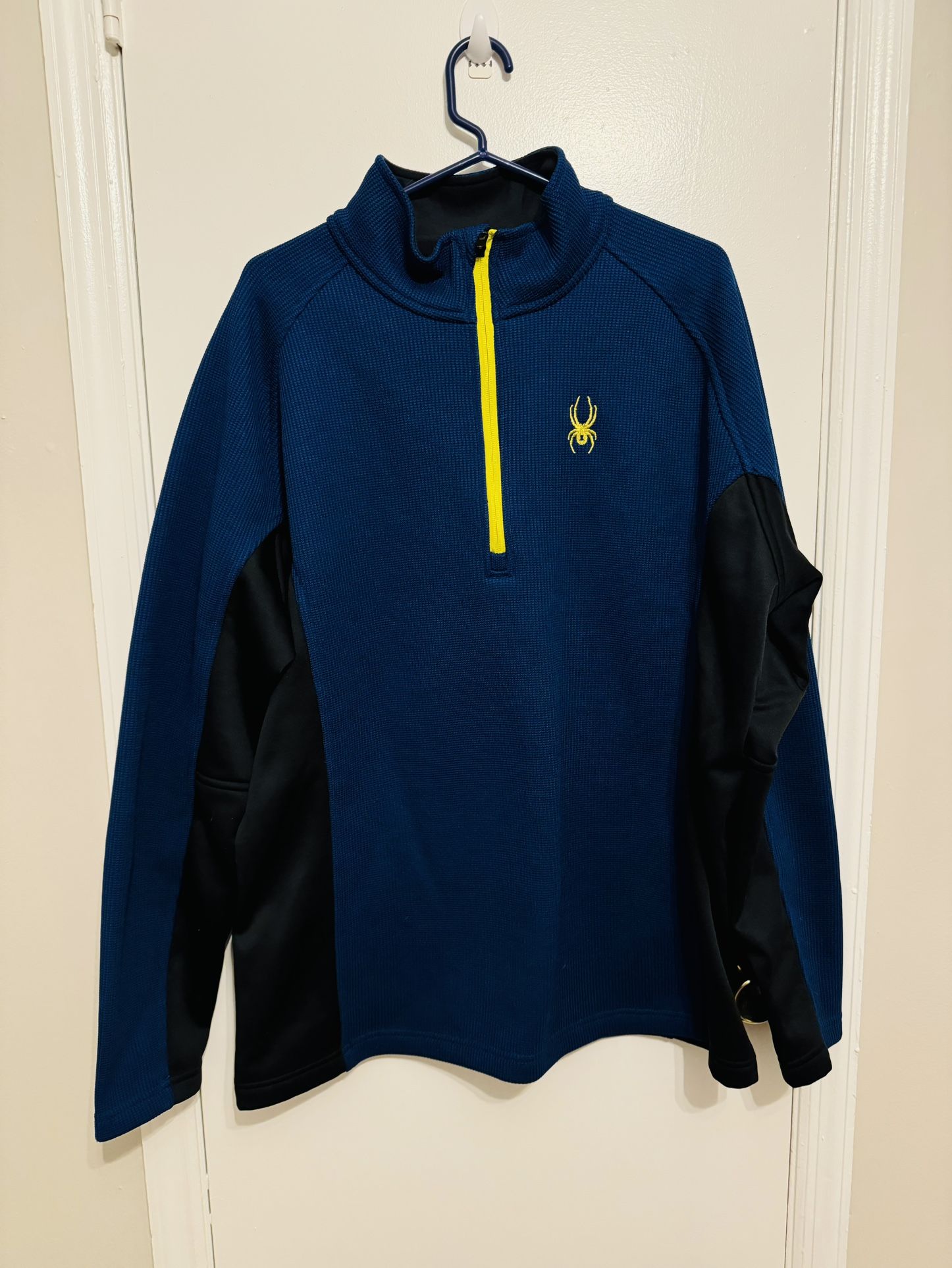 Spyder Mens Pullover Jacket Sz XXL Blue Yellow Quarter Zip