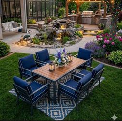 Aluminum dining table set aluminum patio furniture aluminum outdoor dining table set deep seating cushions oversized patio chairs brand new πβοΈπππΊ