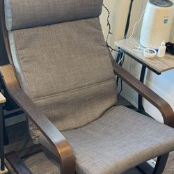 IKEA Poang Chair Grey With Dark Brown Arm Rests