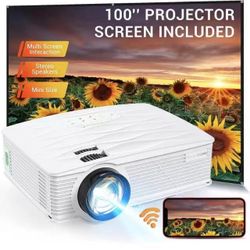 2022 Upgraded Mini Portable Projector 4200 Lux WiFi Wireless Synchronize Smart Phone Screen,1080P Supported 180" Display, Multimedia Connections, Comp