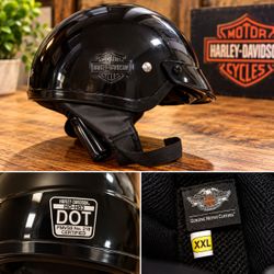 Harley-Davidson Motorcycle Half Helmet XXL Black DOT Certified HD-H03