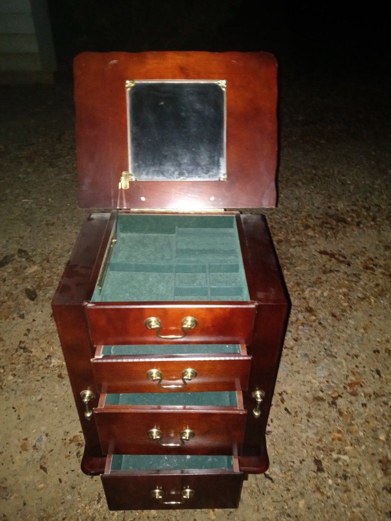 Vintage Cherry Wood Jewelry Box