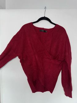 Red Wrap Knit Sweater