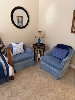 Two blue chairs