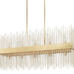 Capital Lighting 825401FI Lena Luxe Art-Deco Vintage Jewelry-Like Metal Rods & Gold Band Frame Linear Chandelier Island Light, 10-Light 600 Total Watt