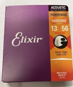 Elixir E16102 Phosphor Bronze Acoustic Guitar String Nanoweb medium