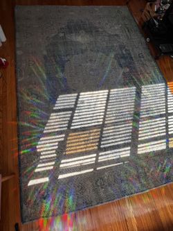 Vintage Turquoise Blue Overlayed, Distressed Handmade Carpet 