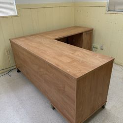 Free Office Desk Table Corner L Executive Large Birch Wood