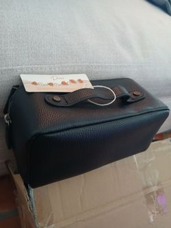 Black Pebbled Leather Mini Crossbody Bag