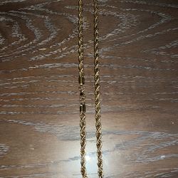 Gold Plated Rope Chain 22 Inch 7Mm