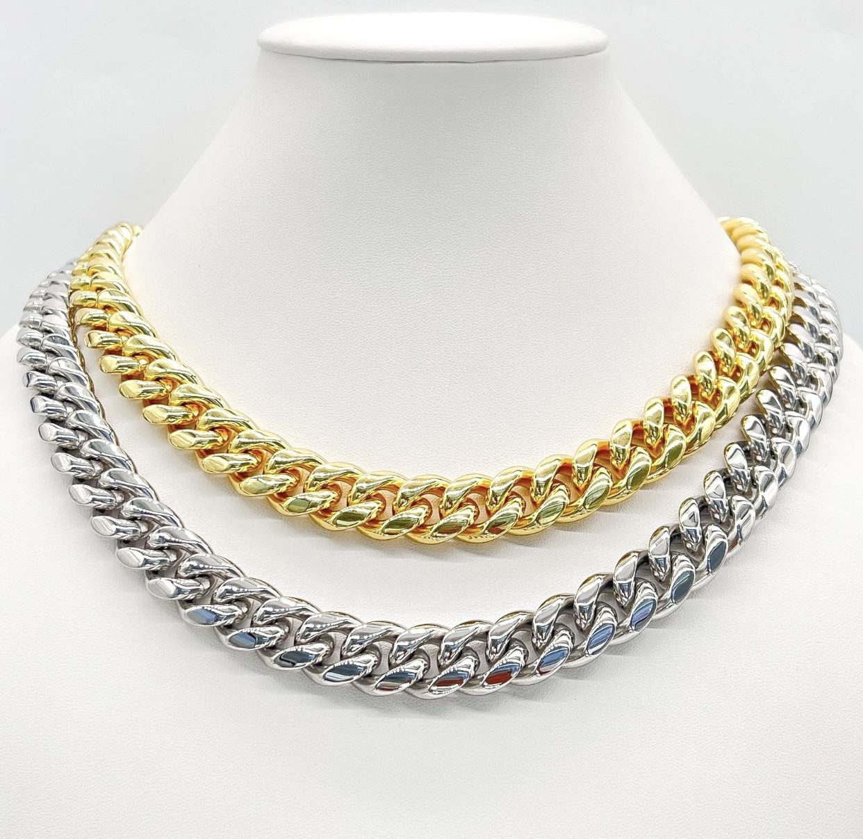 16MM 18MM Solid Miami Cuban Link Chain 14K Gold Finish Handmade