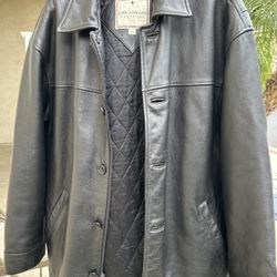 100% Leather Jacket With Nylon Lining, Black, LG