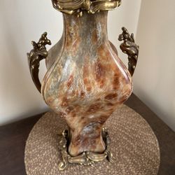 Marbo Neoclassical Exotic Marble & Dore Bronze Table Lamp