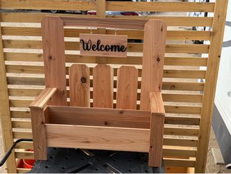 Handmade Cedar Chair Planter – Rustic Porch Decor w/ Welcome Sign