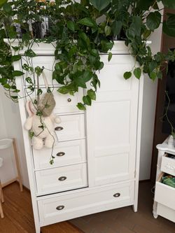 Tall White Dresser with Sliding Door