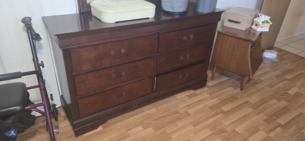 Mid Century Lowboy Dresser 6 Drawer