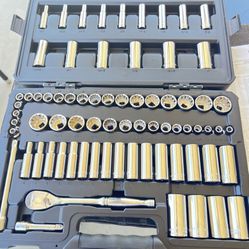 WESTWARD Socket Set 3/8” 73pc Chrome In Case NEW