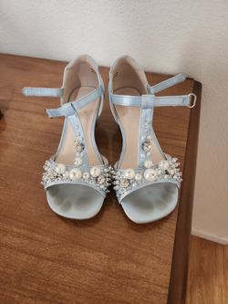 Satin Blue Heel Sandals