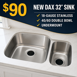 NEW DAX 32" 40/60 Double-Bowl Undermount Stainless Sink