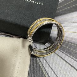 David Yurman Silver Chain 18k Gold Bracelet
