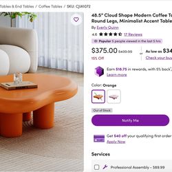 Orange Coffee Table - Modern & Fun