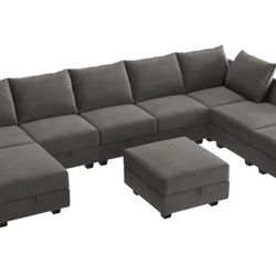Grey sectional Couch Brand New With Storage 
