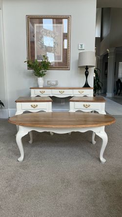 Solid Wood Coffee Table, End Tables & Sofa Table – Refinished