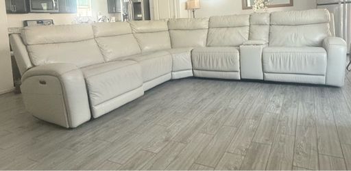 5 full living room leather sofa with two electric recliners