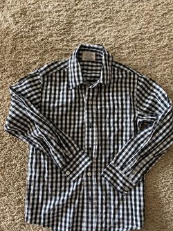 Boys dress shirt size 6 black white plaid