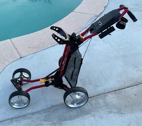 VGOOD SUN MOUNTAIN MICRO CART red-black Sport 4-Wheel Collapsible Folding Push/Pull Golf