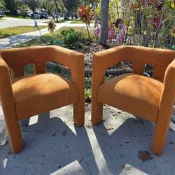 New Sherpa Barrel Chair Set of 2, Modern Comfy Upholstered Fluffy Accent Chair