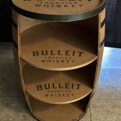 Bulleit Whiskey Barrel With Shelves 
