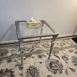 Brand New Silver Leaf Glam End Table 