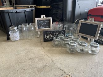 Candle holders, chalk signs, and mason jars. Make me an offer. Must pick up