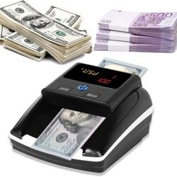 BISOFICE Counterfeit Bill Detector, Portable Money Counter Machine, Automatic Money Detection USD Euro by UV/MG/IR/Image/Paper/Quality/Size/Thickness,