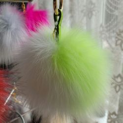 6" Dual Color Pom Pom Keychain Lot D