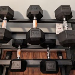  💪 🪨 New Rubber Encased Dumbbells 25lb, 30lb, 35lb, 40lb + 50lbs Set 🦾😻