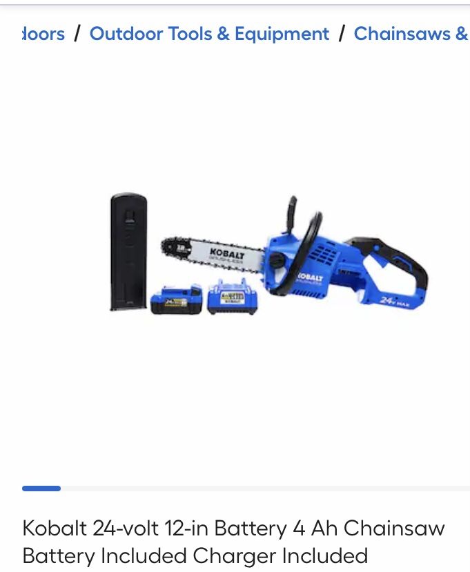 Kobalt 12- Inch ChainSaw Battery And Charger Included