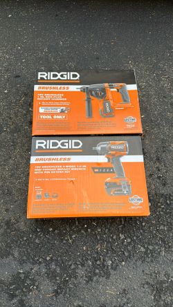 Ridgid 1/2 Mid Torque Impact Kit And 1” SDS Plus Rotary Hammer Drill 
