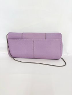 Lavender Saffiano Leather Clutch with Chain Strap
