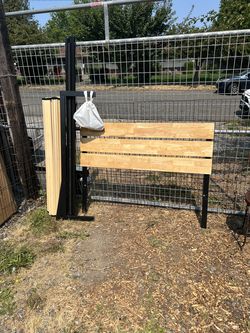 Full Bed Frame — Wood Headboard, Slats Included