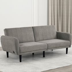Brand New Grey Futon Sofa Sleeper 