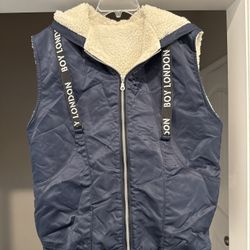 London Boy Zip-Up Puffer Vest Jacket,  Large Blue - Unixex