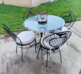 Wrought Iron Patio Table and 4 Chairs Set