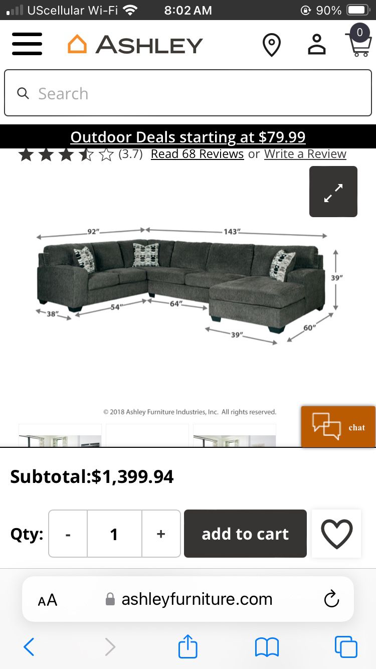 Sectional Three Piece With Chaise