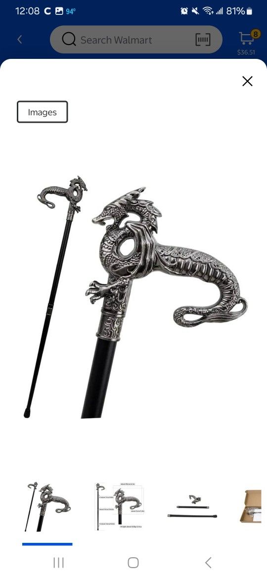 Silver Luxury Dragon Walking Cane Fashion Decorative Walking Stick
This Silver Luxury Dragon Walking Cane is a stylish and functional accessory for