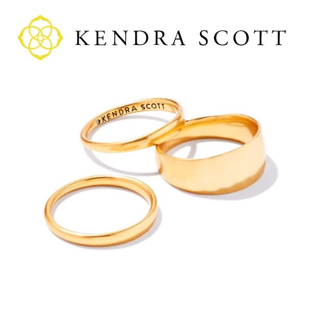 Kendra Scott Yellow Rose Terra Ring Set of 3 in Vintage Gold size 7